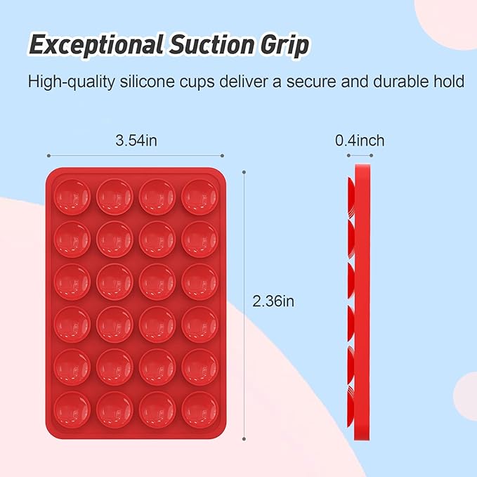 Magnetic Suction Phone Mount for MagSafe Case,Silicone Sticky Phone Grip Holder for iPhone,Removable Hands-Free Selfie/Video for TikTok & Instagram Influencer/Creator (Red)