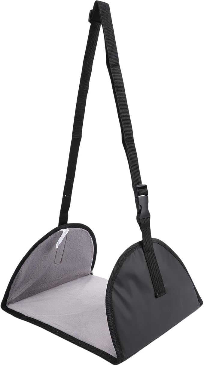 Foot Hammock for Plane Travel, Airplane Foot Rest with Extended Adjustment Strap, Travel Essentials to Relax Your Feet (Black)