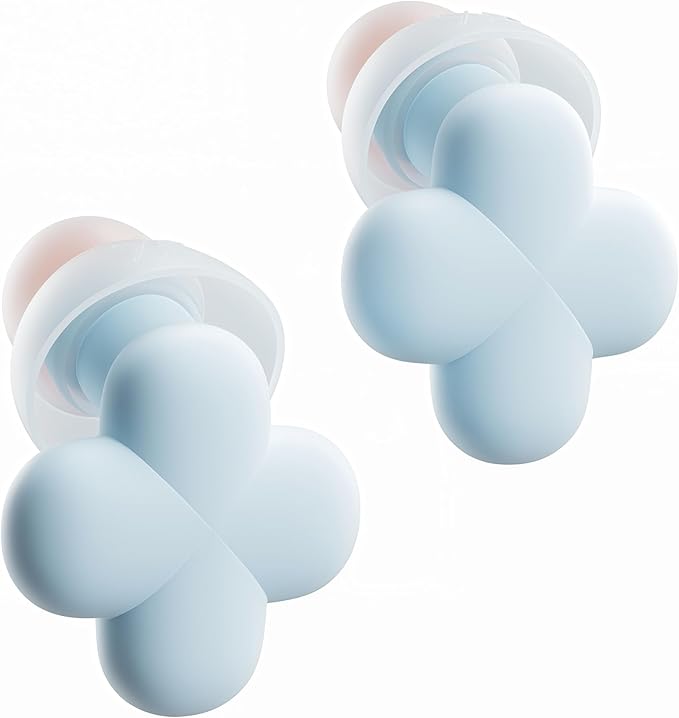 Bloom Ear Plugs for Small Ear Canals – Ultra-Comfy Patented Qufits Tips, Noise Cancelling, Reusable Silicone Earplugs for Sleeping, Study, Travel – Stylish Feminine Design (Cyan)