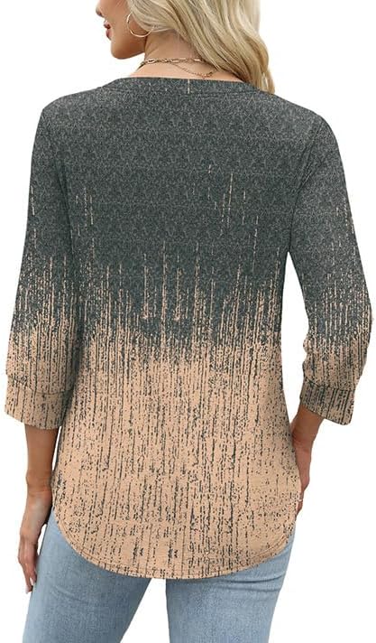 OFEEFAN Womens Tops 3/4 Sleeve Henley Shirts for Women Summer Outfits Fashion Clothing