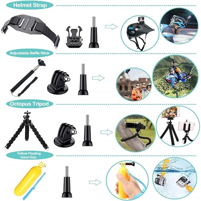 REFLEX CAMERA 50 in 1 Action Camera Accessories Kit Compatible with GoPro Hero 13/12/11/10/9/8, DJI Osmo Action 2, 3, 4, Pro 5, Insta360 Ace Pro/Ace Pro 2 Akaso and other Sports Cameras & Durable Case