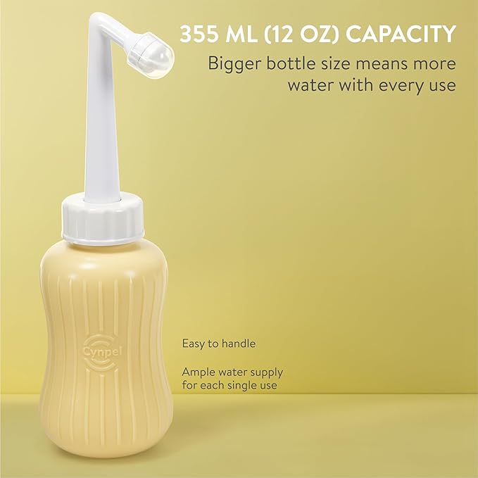 Cynpel Peri Bottle - Portable Travel Bidet for Men or Women - Labour and Maternity Hospital Bag Essentials - After Birth Recovery Tools for Postpartum Mum - Perineal Spray Bottle