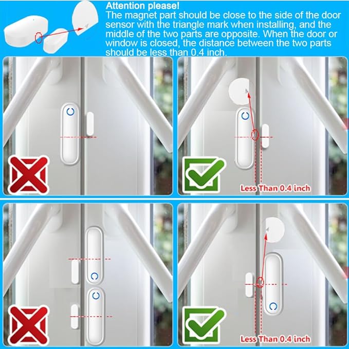 Portable Caregiver Pager Door Alarms for Dementia Patients/Kids Safety/Home Security,Door Sensor Alarm for Elderly/Business/Home/Store/Mailbox (2 Sensor 1 Portable Receiver)