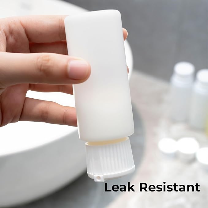 Travel Bottles for Toiletries TSA Approved Travel Size Containers BPA Free Leak Proof Refillable Liquid Silicone Squeezable Travel & HDPE Translucent Flip Top Bottles (Silicone & HDPE Flip Top)