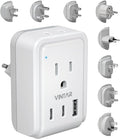 VINTAR Universal Travel Adapter Kit, International Power Adapter with 3 USB Ports(2 USB C) and 2 AC, Type A,B,C,D,E/F,G,I,M Detachable Attachments, Adapter for India/South Africa/Europe/UK