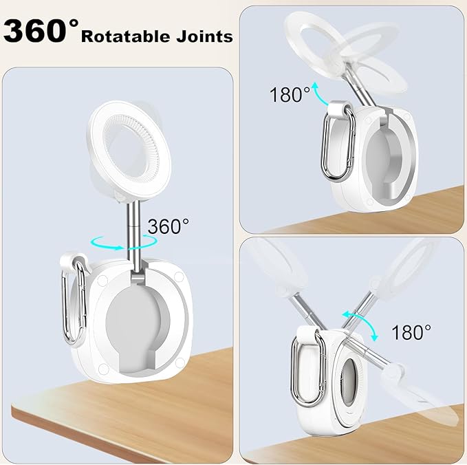 koolehaoda Airplane Phone Holder for Magsafe Air Plane Travel Essentials Magnetic Phone Mount Compatible with iPhone 17-12 Galaxy Mag-Safe Case, Handsfree for Long Flight Flying - White