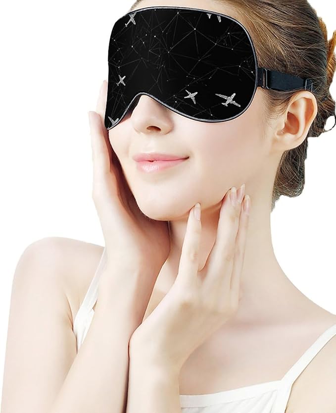 Airplane Plane Sleep Mask Adjustable Blackout Night Eye Cover for Travel Work