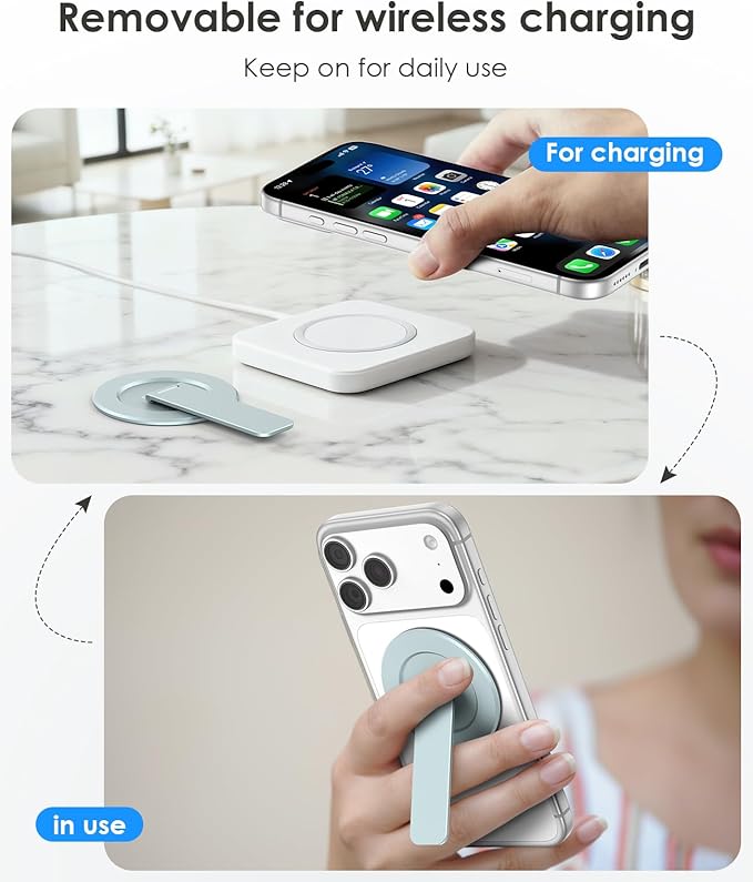 Magtame Magnetic Phone Stand for Magsafe, Ultra-Slim Snap-on Phone Holder Kickstand,180° Adjustable Angle Damping Design Cellphone Grip, Blue