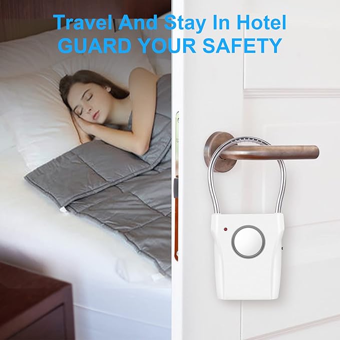 JIAN BOLAND Door Handle Alarm - Vibration-Activated Security Alert with 120DB Audible Alarm, Effective up to 500FT - Ideal for Travel, Hotels, Apartments & Home Protection