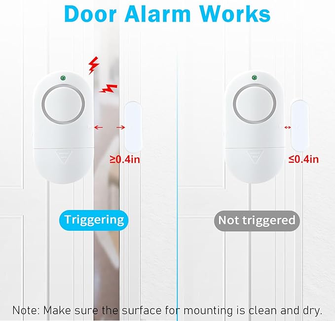 Door Window Alarm, Toeeson 120 DB Window Chime Alarms for Home, White Door Alarms for Kids Safety
