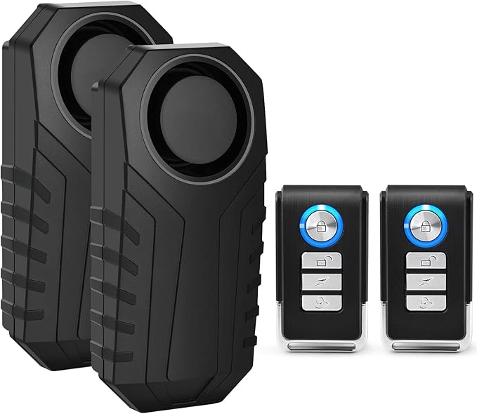 USUPERINK Bike Alarms for Ebikes, 2Pcs Wireless Bike Alarm with Remote, Anti-Theft Bicycle Motorcycle Alarm Wireless Security Vibration Motion Sensor Alarms, IP65 Waterproof Super Loud 113dB