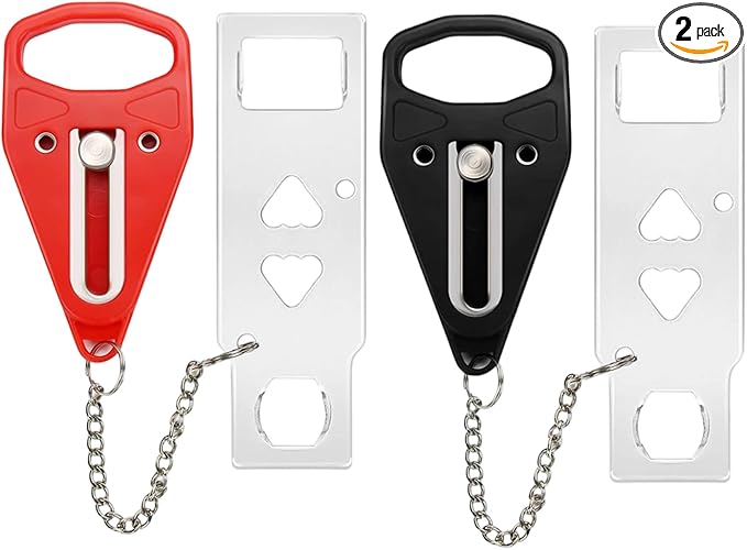 Portable Door Lock 2-Pack – Extra Lock for Home, Hotel & Apartment, Prevent Unauthorized Entry, Enhance Privacy & Safety While Traveling, Protect Family Security (1 Black 1 Red)