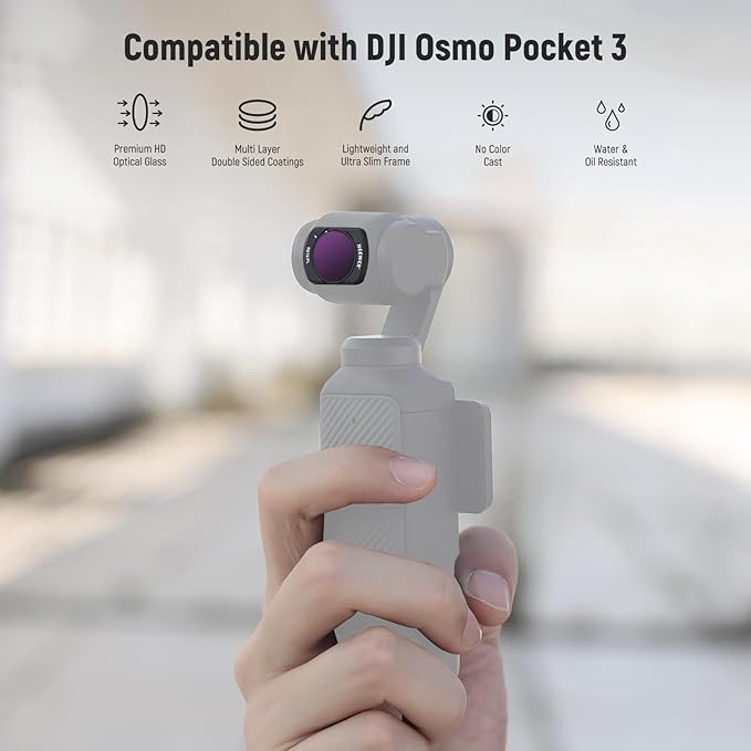 NEEWER Magnetic ND CPL UV Filter Set Compatible with DJI Osmo Pocket 4 Pocket 3 Creator Combo Accessories, Polarized ND ND16/PL ND32/PL ND64/PL ND256/PL, 6 Pack Lens Filter Kit + 2X Cleaning Cloth