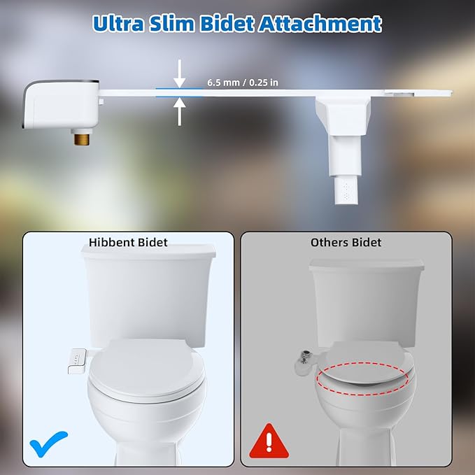 Hibbent 2 Pack Bidet Attachment for Toilet, Non-Electric Dual Nozzle for Frontal & Rear Wash, Adjustable Water Pressure Control, Fresh Water Bidet Toilet Seat, Self Cleaning Water Sprayer, Black