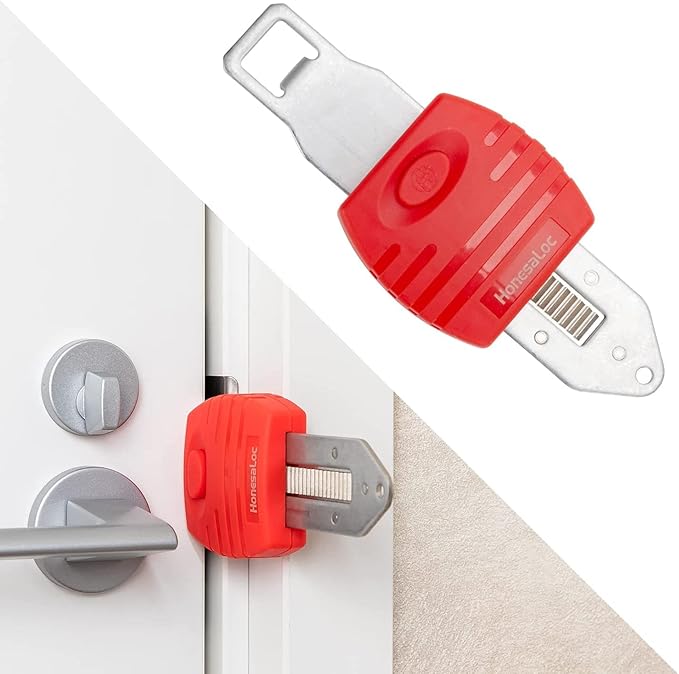 Portable Door Lock, Anti-Theft Lock, Travel Door Lock for Additional Privacy and Safety, Home Security Door Locker for Hotel Apartment School
