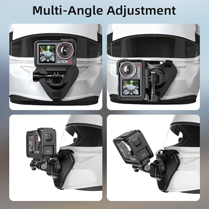 Slide-in Motorcycle Helmet Chin Strap Mount, Quick-Release Motorcycle Helmet Mount Compatible with Go Pro13/12/11/10/9, DJI Action 6/5 Pro/4, DJI Nano, Insta360 ONE R,AKASO/Campark/YI and More