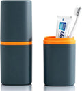 Travel Toothbrush Case, 2-in-1 Toothbrush and Toothpaste Travel Case with Rinse Cups, Portable Dustproof Covered Toothbrush Holder for Camping Business Trip School Gym