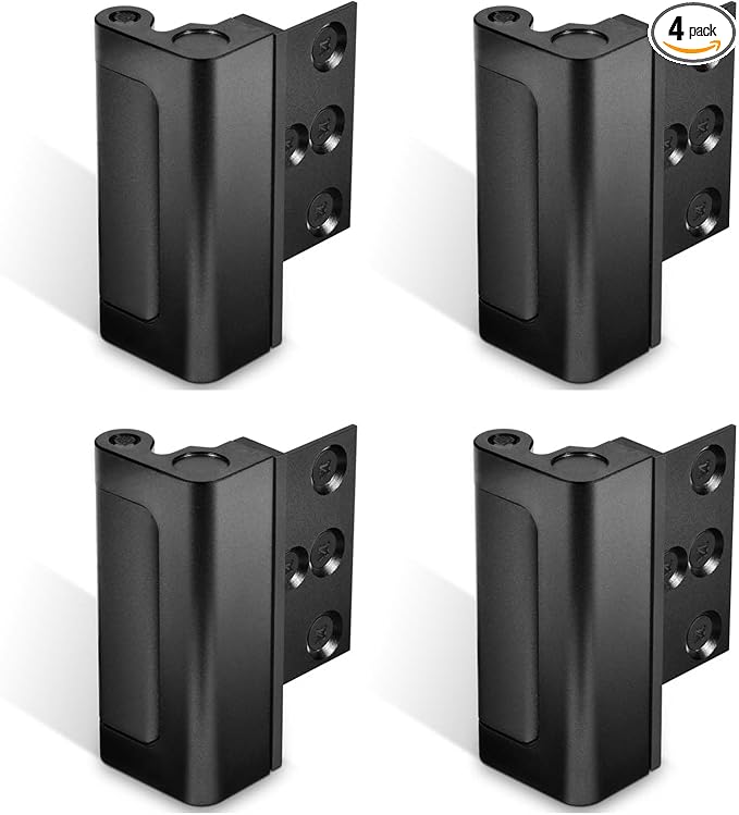 GreaTalent 4Pack Home Security Door Reinforcement Lock Childproof, Add High Security to Home Prevent Unauthorized Entry, Aluminum Construction Finish Black