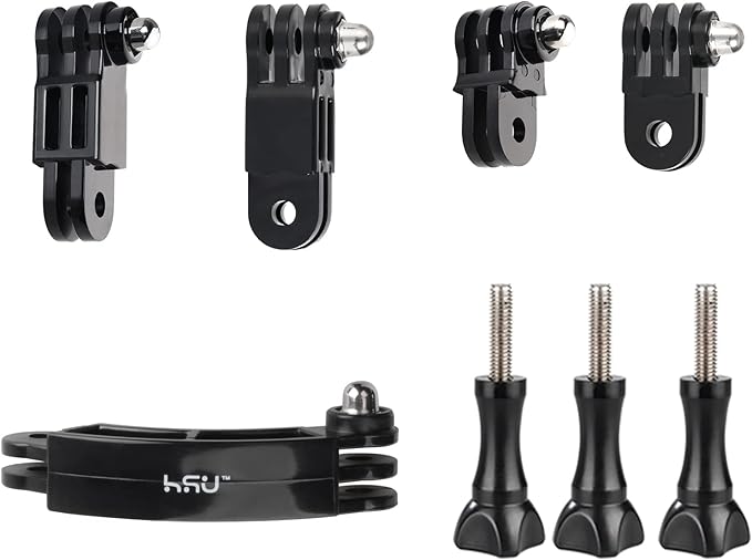 HSU Basic Adapter Grab Bag for GoPro - 13pcs Kit Including Quick Release Buckle, J-Hook Buckle, 3-Way Pivot Arms, Tripod Mount, Curved Extension Arm and Thumbscrews