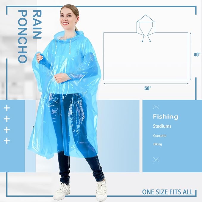 Disposable Rain Ponchos for Kids 6 Pack/Adults 10 and 6 Pack/Ponchos Family 6 Pack Extra Thicker Emergency Ponchos