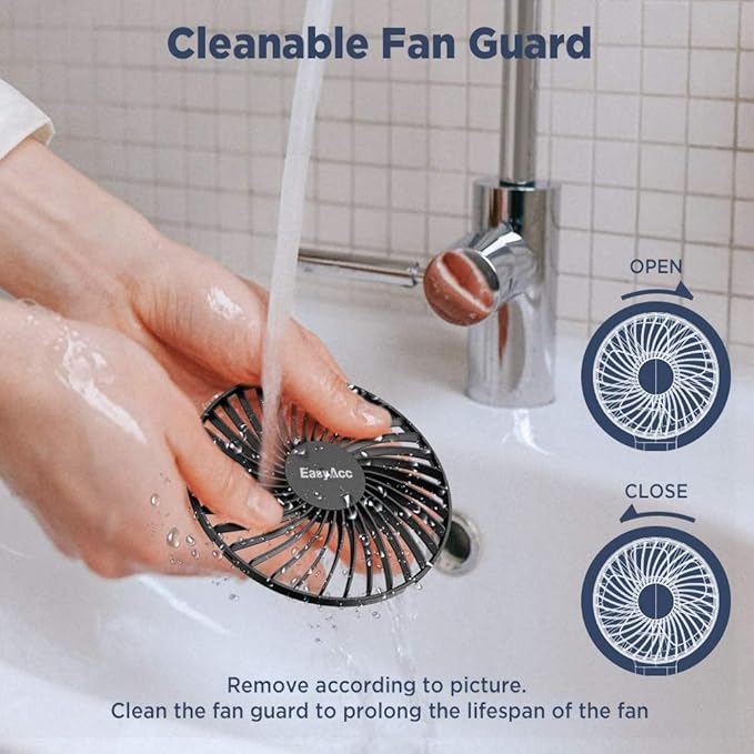 EasyAcc Handheld Fan, 5000mAh Battery Operated Portable Fan [20 Hours Quiet Powerful ] 4 Speed Power Indicator/One Touch Power Off Foldable for Travel Office Outdoor