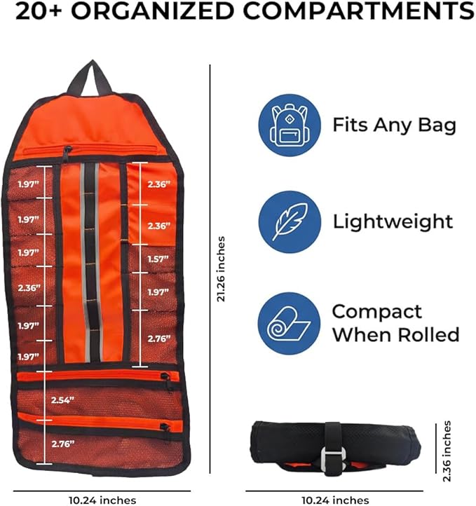 Travel Toiletry Bag for Men -Water-Resistant Compact Bathroom Roll Organizer, Water-resistant Shaving Bags for Toiletries Accessories, Door Room Essentials