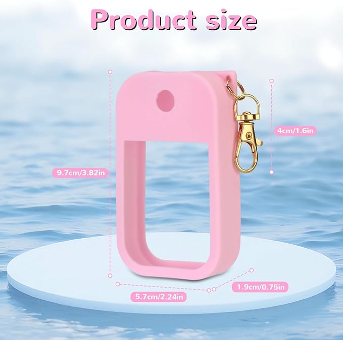 2 Pack Hand Sanitizer Spray Case Compatible with Touchland Power Mist 1 oz – Silicone Case with Keychain for Touch Land Mist 1 fl oz（30 ml）, Hand Sanitizer Accessory for 1 fl oz (Pink+Blue)