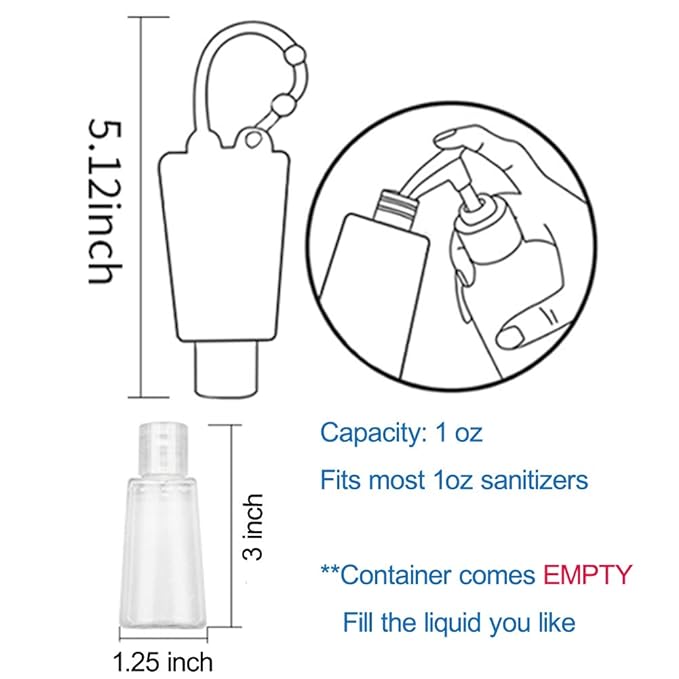 Color Land 4Pcs Unicorn Kids Empty Travel Bottles for toiletries Detachable Hand Sanitizer Holder with Silicone Case Leak Proof Travel Size Cartoon Cute Essentials Toiletries Refillable Containers