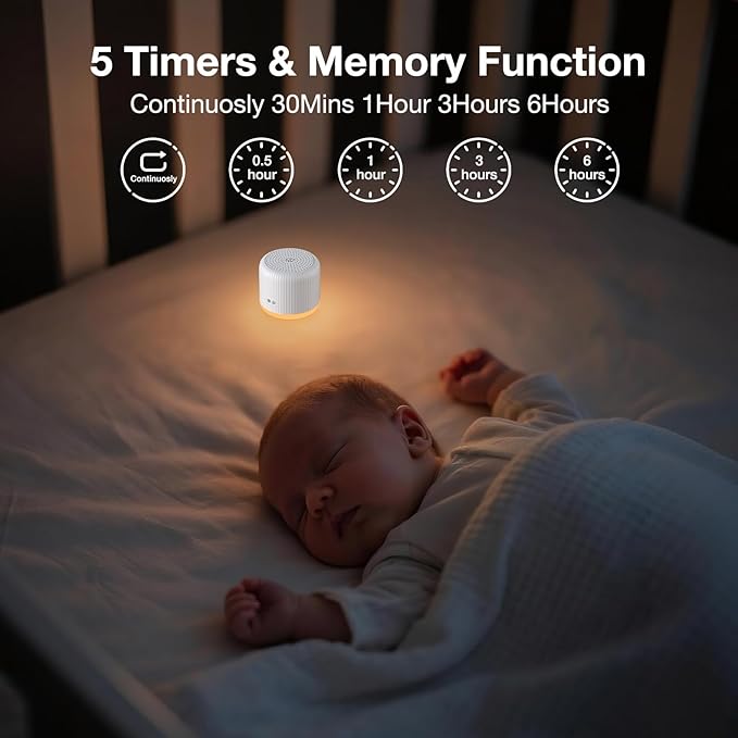 LEICEX Portable Sound Machine,Travel Sound Machine with Light,15 Non-Looping Sound Timer and Memory Play, Mini White Noise Machine for Sleeping Office Privacy Travel Gift