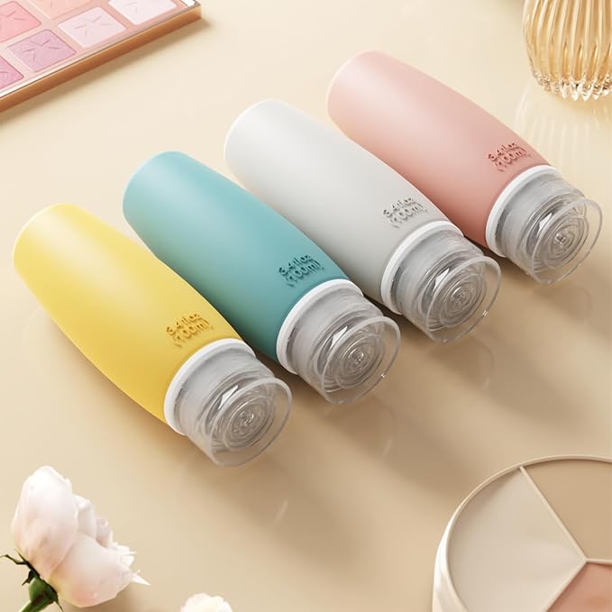 PACKISM TSA Approved Toiletry Bottles - 6 Pack Leak Proof 3.4oz Silicone Travel Bottles for Toiletries, Refillable Liquid Travel Accessories for Shampoo Conditioner Lotion Body Wash(BPA Free)