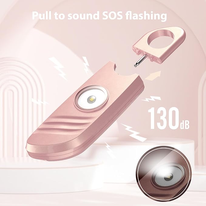 Personal Safety Alarm - 2 Pack, 140db Siren, Powerful Safe Sound, Personal Alarm with Strobe Light and Convenient Copper Ring Keychain