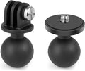 GEPULY 2pcs 1''/25mm Ball Head Mount 1/4"-20 Threaded Stud+Tripod Adapter for Gopro Hero Series/AKASO/Insta360/DJI OSMO Action Camera, Fit RAM Ball Head Mount B Size Double Socket Arm