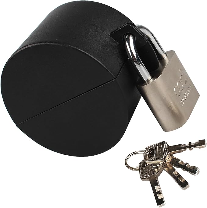 Door Knob Lockout Device with Padlock,Cover to Disable The Doorknob, Prevents Turning of Door Knob and Access to Keyhole, Prevents Operating The Knob,Black
