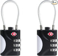 TSA Approved Luggage Locks - Small Combo Travel Padlock with Cable, TSA 007 Suitcase & Backpack Security, Durable & Easy to Use (Black+Black)