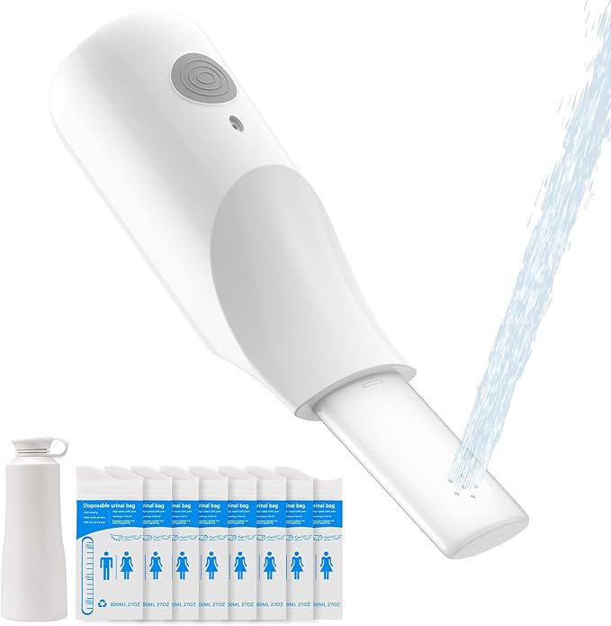 POCALAND Portable Travel Bidet & 8 PCS Disposable Urine Bag for Travel for Women/Men, for Camping, Traffic Jams