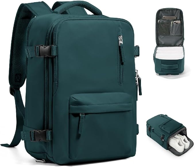 VGCUB Travel Backpack for Women Men, Spirit Airlines Personal Item, 18x14x8 Inches, Laptop, College, Waterproof, Carry On, Flight Approved, Work, Peacock Blue