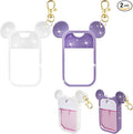 TERPINK 2 Pack Silicone Case Compatible with Touchland Hand Sanitizer Spray 1 fl oz, Mouse Design Protective Case with Keychain, Hand Sanitizer Spray Accessory (Glitter Sequin White+Purple)