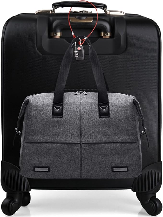 DanziX TSA Approved Lock and 4 Colors Stainless Steel Safety Tether，3-Dial Combination Travel Luggage Lock with Lanyard Security Cable for Protect Your Different Sizes of Bags,Suitcase,Baggage Black