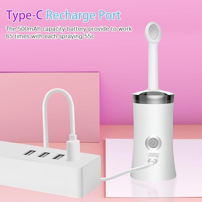 Rechargeable Portable Bidet Sprayer, 4 Pressure Options for Personal Cleaning, Travel Bag Included - Essentials for Postpartum/Perineal/Hemorrhoid Care