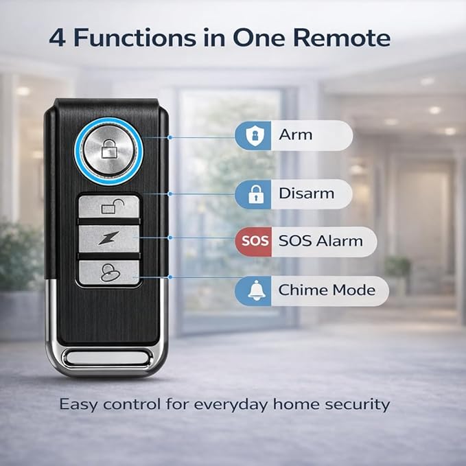 HENDUN Door Alarms When Opened with Remote, Door Bells Chimes, Door Security Sensor (2pack All Batteries Included)