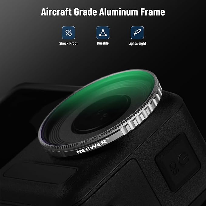 Neewer CPL & ND Filter Set Compatible with DJI Osmo Action 4/Action 5 Pro (4 Pack), Screw On CPL + ND8 + ND16 + ND32 Filter Kit Action Camera Accessories Multicoated HD Optical Glass, FL-A12
