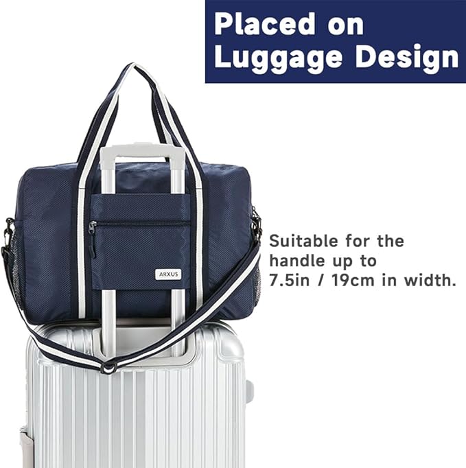 Arxus Foldable Tote Bag for Travel Expandable Lightweight Carry On Luggage 22L Packable Duffle Bag for Traveling