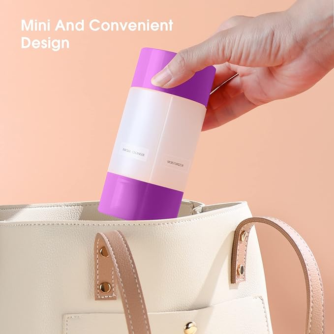 Travel Bottle, TSA approved 4-in-1 Leak-Proof Bottle, 4 * 60ml/2oz, with 2 Pre-printed Labels for Travel Gym Camping, Carry-On Travel Size Toiletries Shampoo Lotion Bottle(Pink+Orange+Blue+Purple)