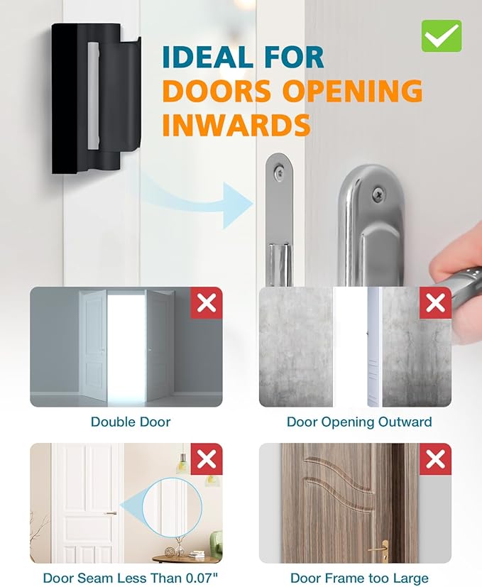 Home Security Door Lock Reinforcement - Door Locks for Kids Safety Child Proof Lock for Front Door Child Safety Lock Add Extra Withstands 800 lbs Deadbolt Door Latch to Guard Patio Apartment