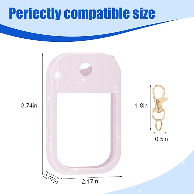 Hand Sanitizer Spray Case Compatible with Touchland, Silicone Hand Sanitizer Case Holder with Keychain for Power Mist and Glow Mist 1 fl oz, (Glitter Sequin Purple)