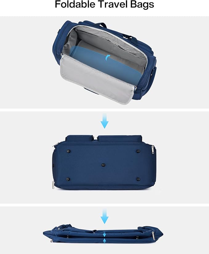 MILADA Carry On Luggage Bags for Travel Lightweight Personal Item Travel Bag Foldable Large Duffle Bag for Travel Tote Overnight Bags for Women Mens Weekender Bags, Blue
