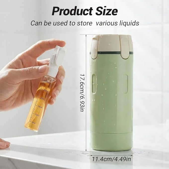 4-in-1 Travel Dispenser Bottle Refillable, 2026 New 4 Pack 30ML Travel Bottles for Toiletries, Leak Proof Travel Size Containers, Shampoo and Conditioner Bottles (Green+White) (White)