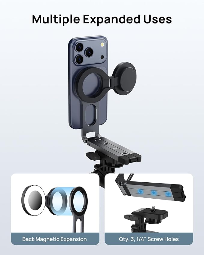 SODI Magnetic Phone Tripod Stand for iPhone - Strong Magnet Foldable Cell Phone Stand for Vlog, Gym, Travel Essentials, Mini Tripod Phone Stand Compatible with iPhone 17 16 15 14 13 12 Series