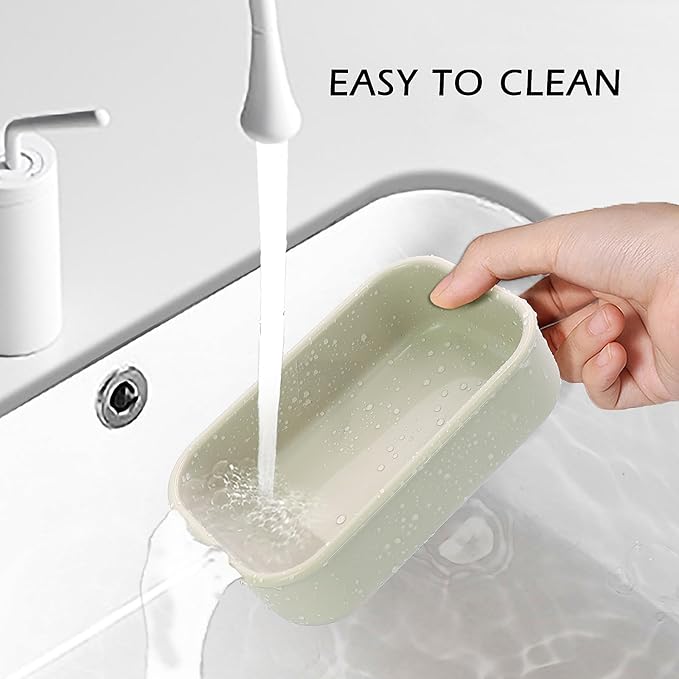 AIDIMMING Enhanced Leak Proof Travel Soap Case,Shatterproof Silicone Soap Holder for Traveling, Shampoo and Conditioner Bars Dish with Slip Soap Saver Pad,Portable Soap Box (Offwhite&Offwhite)