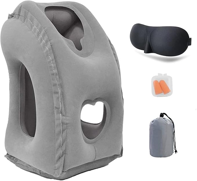 Inflatable Travel Pillows for Airplane, Blow Up Neck Pillow for Sleeping, Airplane Travel Essentials for Long Flight Support Head, Neck and Lumbar, Used for Car/Bus/Train/Office Rest, Adults Kids